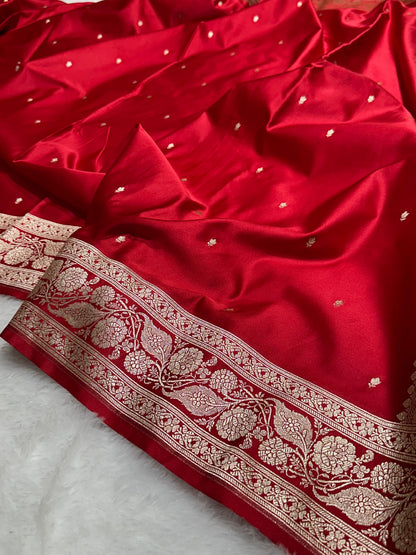 Royal Red Banarasi Silk Saree with Rich Gold Zari Border & Grand Pallu